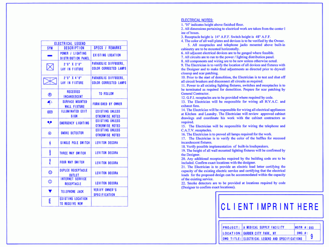 Electrical Legend And Specifications