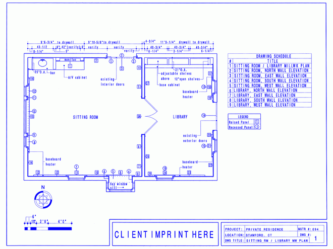 Sitting Room / Library Millwork Plan
